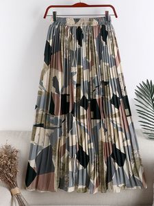 Signe Tigena Vintage Lunga gonna pieghetta Donne Summer Holiday Bellissima stampa colorata Chiffon High Waist Maxi Skirt Femmina 230414 230414