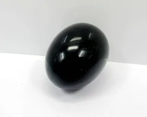Hänge halsband yoni ägg naturlig svart obsidian pärla stenägg polerade klorofan massage chakra helande reiki app 36 48mm