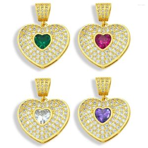 Pendant Necklaces OCESRIO Gold Plated Copper Large Crystal Red Heart Necklace Cubic Zirconia Jewelry Making Supplies Pdta530