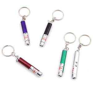 Atacado 2in1 Red Pointer Pen Pen Key Ring com LED WHITE LED SHOW KECHANCHAIN ​​PORTÁVEL PARA CATOS FONITOS Toys de animais de estimação