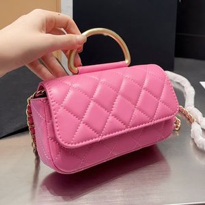 Tasarımcı Kadınlar Qulited Kebri Bilek Omuz Çantası Fransa Lüks Marka Altın Ton Metal Tutma Nano Gerçek Deri Çanta Lady Crossbody Zincir Strap Mini Akşam Çantaları