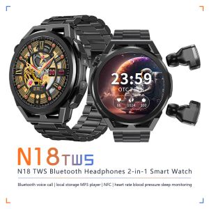 4 GB Android iOS Smart Watch With Earbuds Reloj Inteligente NFC Bluetooth Sport Local Mp3 Smartwatch Heart Rate Blod Pressure Monitor Fitness Armband Armband