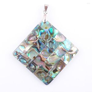 Naszyjniki wisiorek Rongzuan Zelanian Abalone Shell Pearl Gem Stone Square Kulak Naszyjnik łańcuchowy TN3368