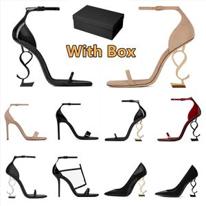 2022 Mulheres Sapatos de vestido de luxo Designer de sapatos de salto alto Patente de couro ouro triplo preto vermelho presente de aniversário de festas de aniversário casamento
