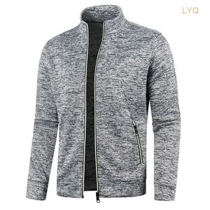 Men's Jackets New Men's Thicken Jacket Casual Zipper Stand Collar Thermal Outerwear Slim Fit Cardigan Sweatshirts Coats