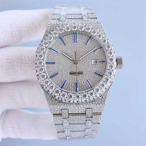 Relógio ap de luxo mosonite diamante vs fábrica 2023 zircônia movimento automático masculino vidro safira completo com moldura grande w534