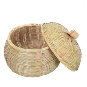 Zestawy naczyń stołowych koszyk pokrywka bambusowa do tyłu w kuchni okrągły pojemnik owoce wielofunkcyjne liść herbaty liść domowy