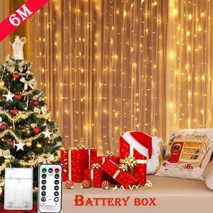 Dekorativa föremål Figurer LED CURTIN LIGHT 8 MODES Batteri Box Remote Control Fairy Lights String Sträng Bröllop Juldekor för hem Balett Årslampa 231114