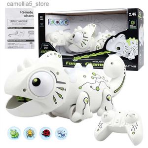 Animais elétricos/rc criança camaleão brinquedos para animais de estimação insetos ambulantes capturam luz fria música brinquedos elétricos animais brinquedos de controle remoto presentes para meninos menina q231114