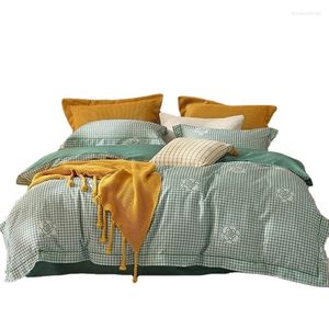 Set di biancheria da letto Kit di quattro pezzi in puro cotone levigato interamente in cotone Copripiumino lenzuolo per dormitorio studentesco termico