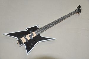 4-струнная электрическая бас-гитара с черным корпусом, грифом из палисандра, черной фурнитурой, сквозным грифом, можно настроить.