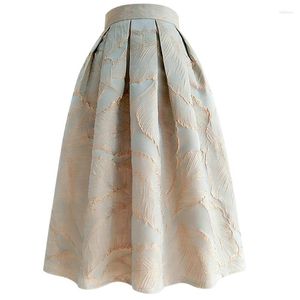 Spódnice wysokiej talii Suknia balowa jacquard spódnica kobiet vintage wiosenna jesienna imprezowa parasol