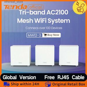 Routers Tenda WIFI Mesh Router AC2100 2.4Ghz 5GHz Tri-band Wireless Repeater MW12 2100mbps Network long range Extender Mesh WIFI Routers Q231114