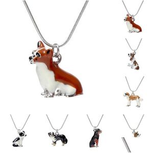 Pendant Necklaces New Novelty Enamel Dog Necklace Cute Best Friends Pet Pendants Fashion Jewelry For Women Christmas Gift Dro Dhgarden Dhfwp