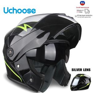 Bisiklet kaskları uchoose unisex motosiklet kask dot sertifikası çift lens kesiti güvenlik modüler flip dümen vizör ile 231113