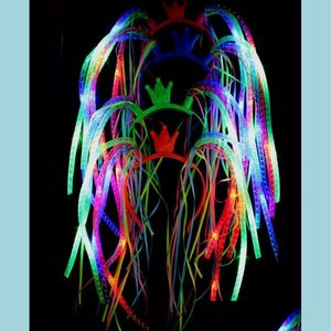 Party Hats Flash Led Noodle Headband Rave Costume Fancy Dress Blinking Light Up Braids Crown Hairband Headbands Christmas Festive Fa Dhhln