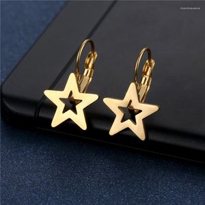 Stud Earrings European And N Geometry French Buckle Pentagram Female Cross-border Southeast Asian Stainless Steel Star