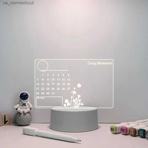 Table Lamps DIY Bedside Lamp USB Calendar Board Table Bedside Light Rewritable Lightweight Multifunctional with Home Accessories R231114