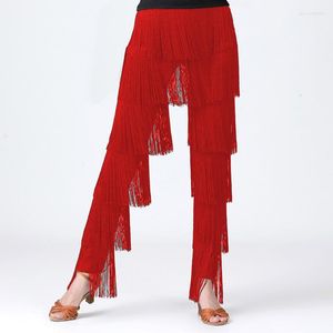 Stage Wear 2023 Ballroom Dancing Long Pants Dancewear Performance Practice Costumes Adult Women Latin Dance Fringed Trousers Ladies Modern