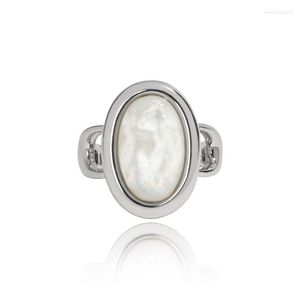 Anelli a grappolo Conchiglia ovale Luce di lusso Argento sterling 925 Per le donne Coppia Prodotti di tendenza regolabili 2023 Anello Designer Gioielleria raffinata