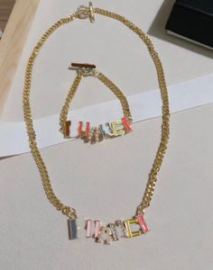 Fashion Design 18K Gold Plated Chain Pendant Necklaces Luxury Brand Letter Geometric Chains Bracelet Bangle Crystal Rhinestone Wristband Womens Necklace Jewelry