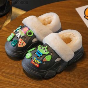 Pantofole per bambini in cotone calde pantofole inverno estate scarpe per bambini ragazzi ragazza staccabile casa pantofole per interni bambini cartone animato antiscivolo spiaggiaL231114