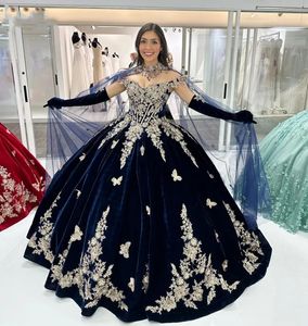 Elegant Vestidos De xv Anos Quinceanera Dresses With Wrap Applique Velvet Sweetheart Mexican Girls 15th Birthday Party Gowns 2023