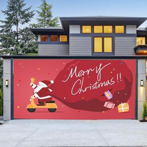 Dekorativa blommor 7x16ft God julhelgbanner Garage Dörr Mural Winter Santa Outdoor Large Gantry Decoration Inomhus och bord