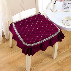 Pillow Minimalist Style Solid Color Velvet Sitting Pads Universal Dining Chair Non-slip Mat Thickened Office Sedentary Stool