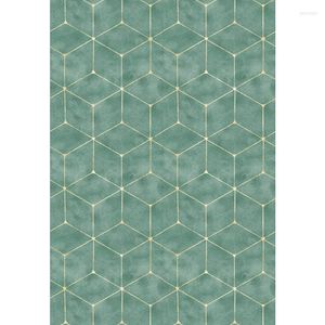 Wallpapers Green Geometric Lattice Wall Decoration Self Adhesive Bedroom Study Living Room Furniture Makeover Home Decor Sticker