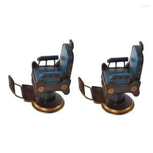 Estatuetas decorativas 2x Decorações de modelo de ferro Crafts Creative Barber Chair Micro-Metal Decoration Home Furnishings Tinplate