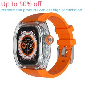 Para Apple Smart Watches Ultra 8 Series 49 mm Tela de 1,99 polegadas Cor misturada Carregamento sem fio Silicagel Fashion Watch Screen Case