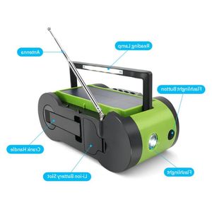 الطاقة الشمسية WB Crank Power Bank Hand Crank مدعومة ذاتيًا AM/FM Weather Radio 2000mAh LGSIQ