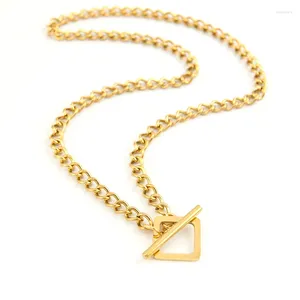 Link Bracelets Stainless Steel Jewelry 2024 Women Statement Necklace Twist Chain Square Toggle T Bar Clasp Golden Collar Choker