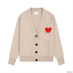 Cardigan Maglione AM I Paris Fashion Amiparis Brand Mens Designer sudore lavorato a maglia Ricamato Cuore rosso Big Love AMIsweater Donna Felpa con cappuccio Felpa con cappuccio AMIs KLFG