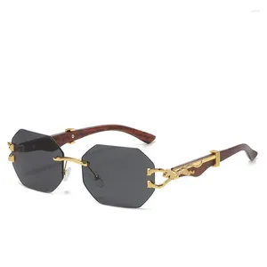 Solglasögon Vintage Trätryck Leopardspegelben för män och kvinnor Square Frame Driving Fashion UV Protection