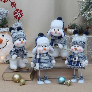 Bambole di peluche giocattolo di Natale bambola di stoffa blu carino sci a dondolo pupazzo di neve decorazioni carine peluche festa festa casa regali per amicoL23116