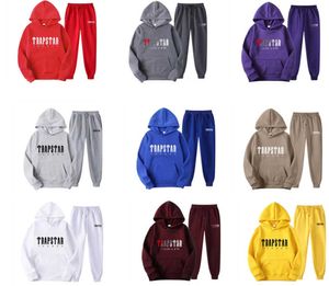 Trend dresowy męski z kapturem 2 sztuki zestaw bluzy bluzy bluzy bluzy bluzy sportowe jogging strój Trapstar dla wiosennego jesieni klasyczny design 66ess