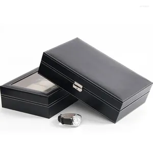 Jewelry Pouches Arrival PU Leather Watch Boxes Storage Organizer Box Luxury Display Case Black