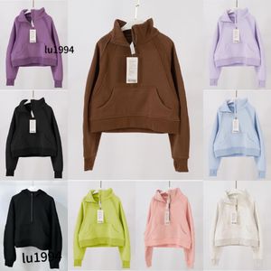 yoga lu felpa con cappuccio scuba inverno felpe con cappuccio da donna indossare mezza cerniera design moda donna tutte le cerniere lu felpa con cappuccio maglione sportivo felpa con zip a maniche lunghe LL