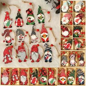 Christmas Decorations 912pc Gnomes Wooden Pendant Tree Hanging Oranment Navidad Year 2024 Gift Xmas for Home Noel 231113