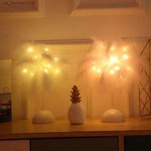 Table Lamps LED Night Light USB Light Feather Table Lamp Desk Decora Living Room Party Christmas Wedding Girl Bedroom Feather Light R231114