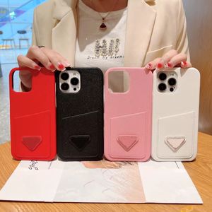 Luxurys Designer Damen Handyhüllen mit Kartensteckplatz für iPhone 11 12 13 14 PLUS Pro Max Fashion Case 4 Farben Handyhülle