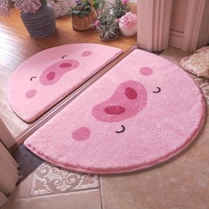 Carpet Kawaii Floor Mat Plush Door Mat Anime Rug Girl Carpet Bedroom Cute Rug Pink Rug Funny Fan-shaped Absorbent Semi-circle Rug Home 231113