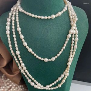 Ketten Mode Frauen Schmuck Natürliche Süßwasser Perle Halskette Mehrschichtige Unregelmäßige Barock Lange Kette Aussage