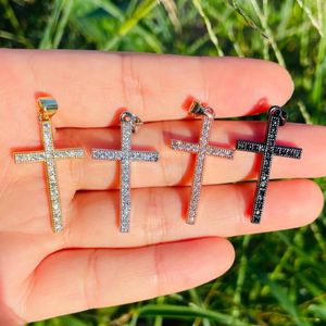 Charms 5pcs Cross Pendant for Women Bracelet Necklace Making Clear Crystal Gold-Plate Charms Men Jewelry Accessory Wholesale 231113