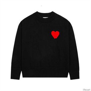 Sweter designerski Cardigan AM I Paris Botus Amiparis Coeur Love Heart Jacquard Man Woman France Fashion Brand Long Sleeve Clothing Pullover Amis HC36