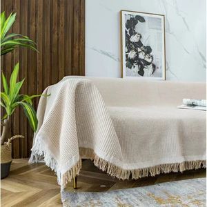 Одеяла диван -крышка подушка для коврика с вязаным одеяло вафель