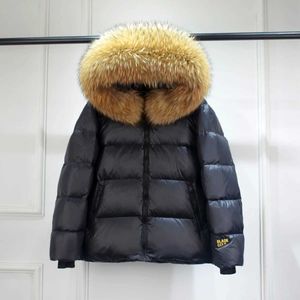 Big Natural Raccoon Fur Hooded For Women And Man Winter 90% White Duck Down Jacket Short Puffer Fluffy Coat Female Parka