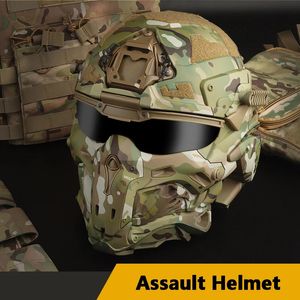 Ski Helmets Assault Helmet Tactical Mask Integrated Modular Design Builtin Communication Headset AntiFog Fan Replaceable Lenses 231113